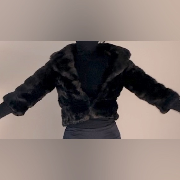 Vintage Monique Cropped Faux Fur Cape Coat Teddy Paris France XS/S - Picture 3 of 14